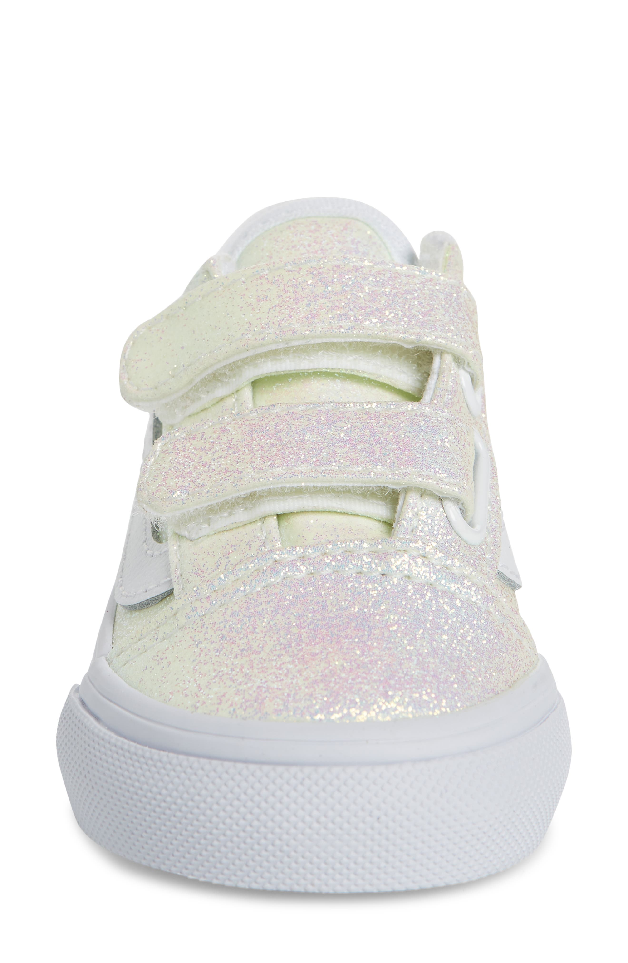 Old Skool V Glitter Sneaker, Alternate, color, UV GLITTER/ PINK/ WHITE
