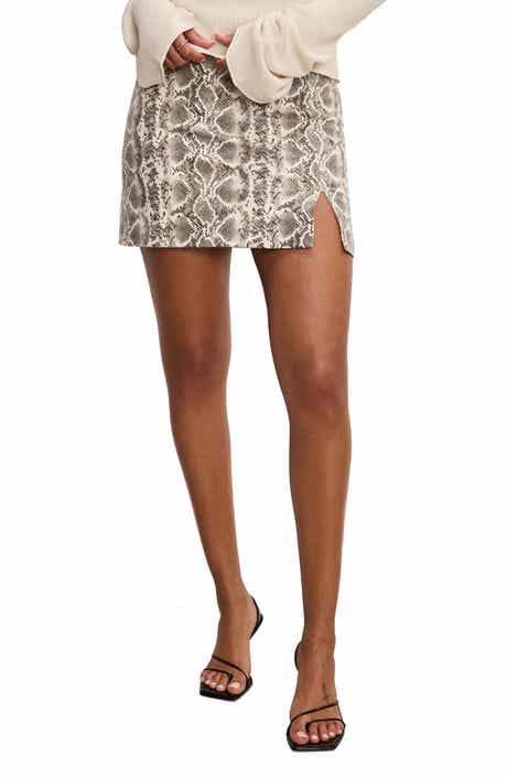 Good American Snake Print Faux Leather Miniskirt