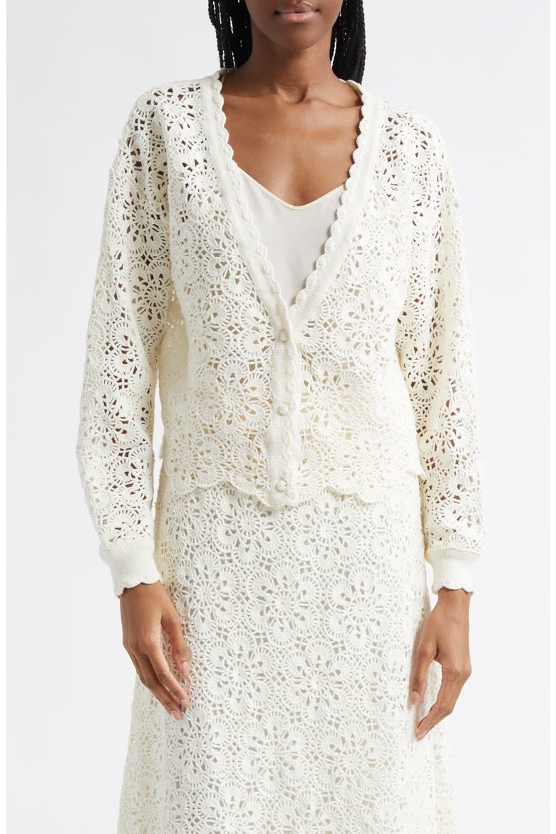 Flower Crochet Cardigan, Main, color, OFF-WHITE