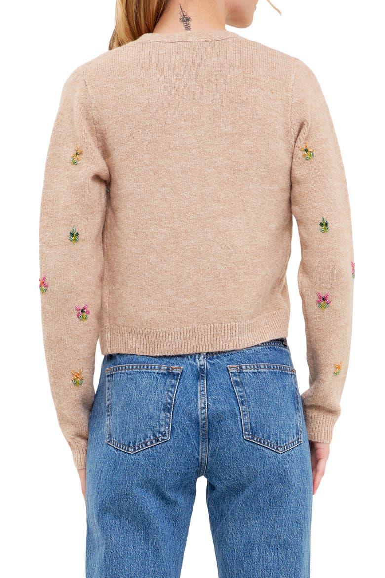 Bead Detail Crop Cardigan, Alternate, color, BEIGE