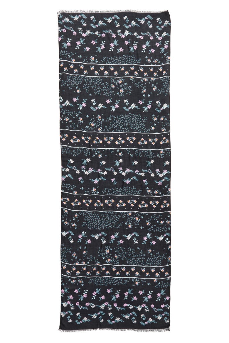 Twilight Floral Scarf, Alternate, color, BLACK
