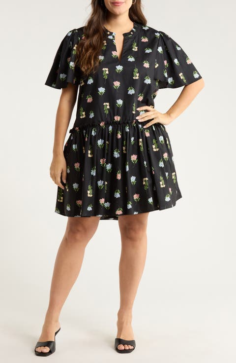 Mayrel Floral Rockabye Cotton Trapeze Dress (Plus)