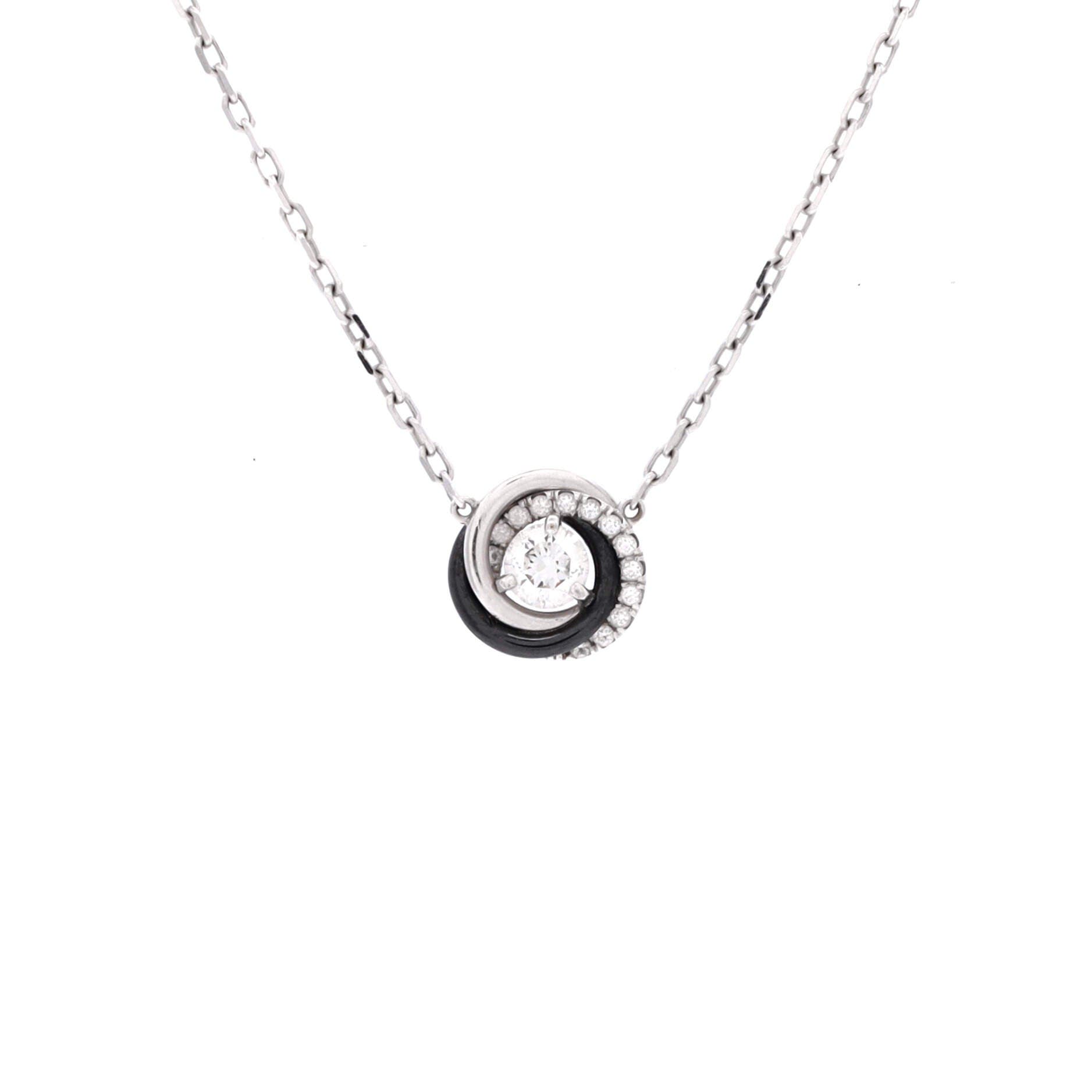 Trinity Diamond Pendant Necklace 18K White Gold with Diamonds and Ceramic, Main, color, Metallic Gold