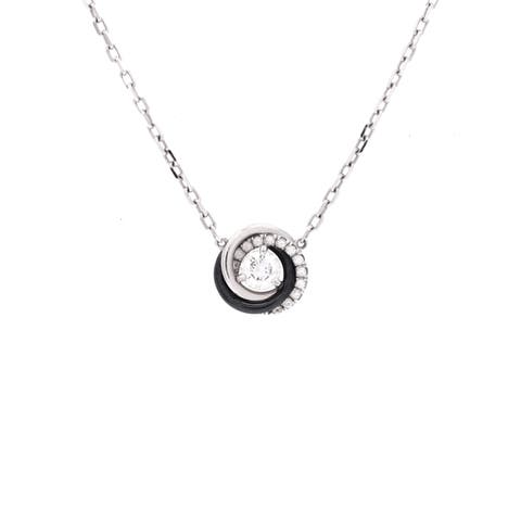 Trinity Diamond Pendant Necklace 18K White Gold with Diamonds and Ceramic