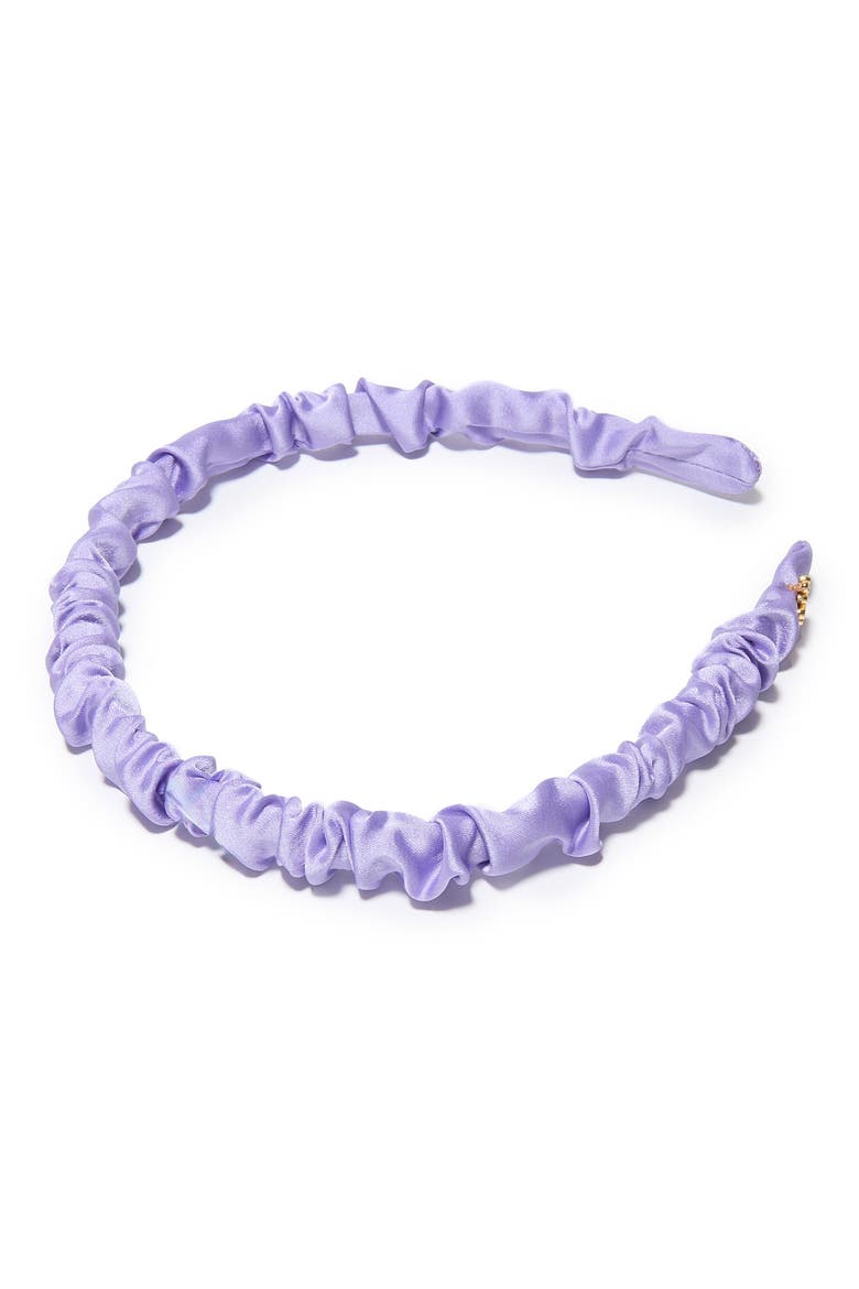 Jessie Ruched Satin Headband, Main, color, IRIS