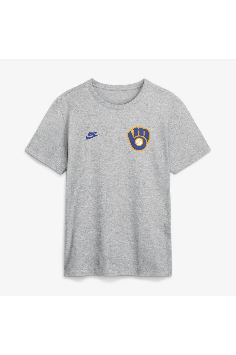 Men's Nike Heather Gray Milwaukee Brewers Cooperstown 2-Hit T-Shirt, Alternate, color, Heather Gray