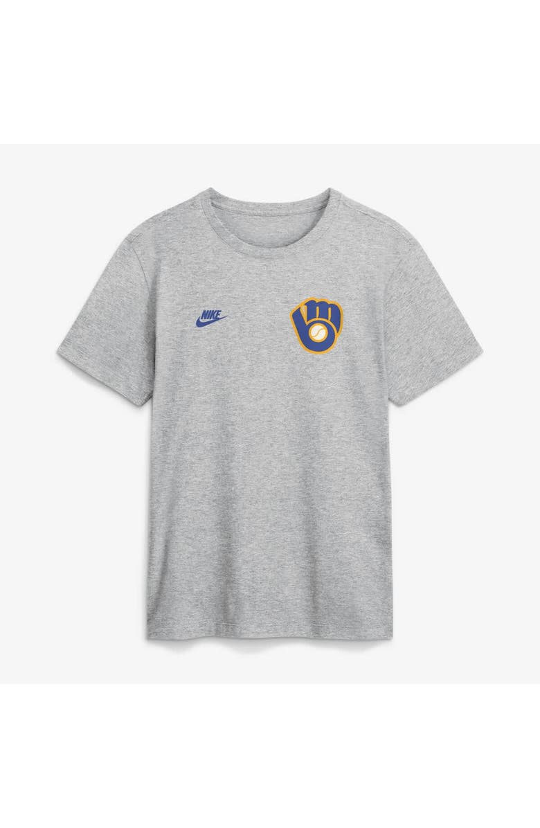 Nike Men's Nike Heather Gray Milwaukee Brewers Cooperstown 2-Hit T-Shirt, Alternate, color, Heather Gray