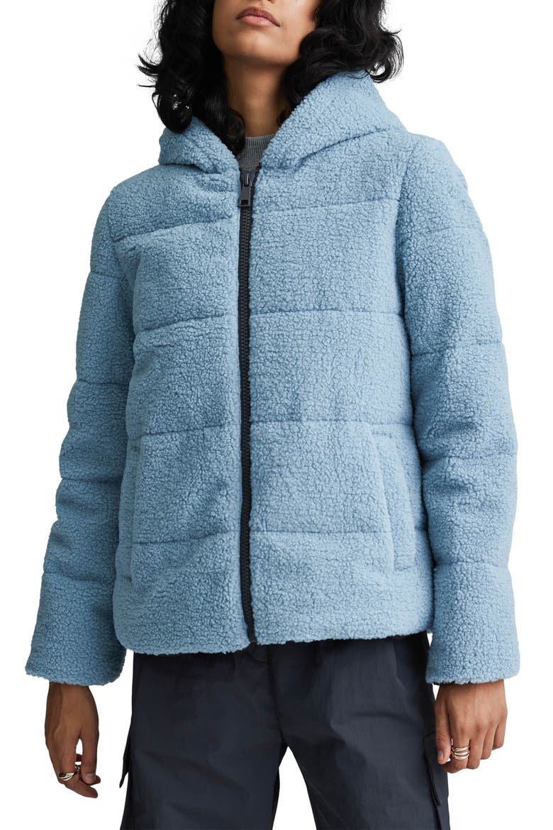 Berber Faux Shearling Fleece Hooded Jacket, Main, color, ICE BLUE