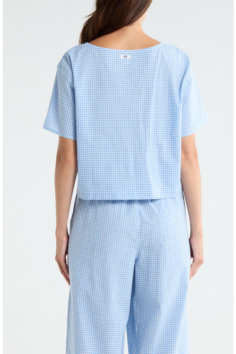Gingham Tie Front Cotton Sleep Top, Alternate, color, MARKET CHECK