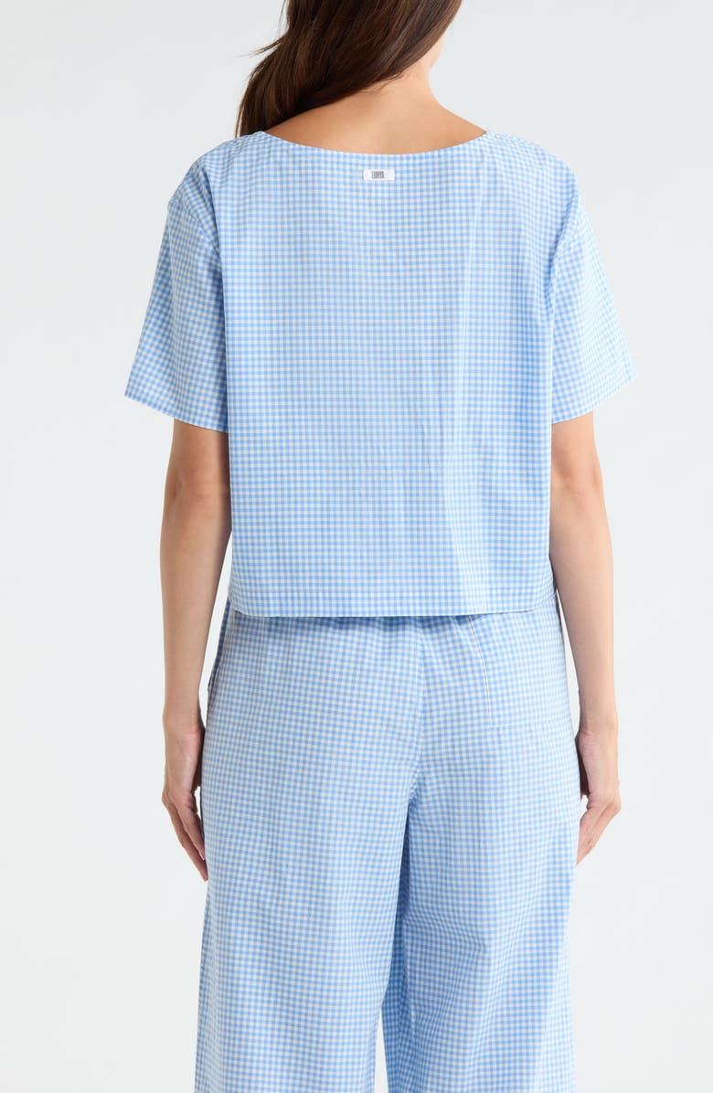 Lunya Gingham Tie Front Cotton Sleep Top, Alternate, color, 