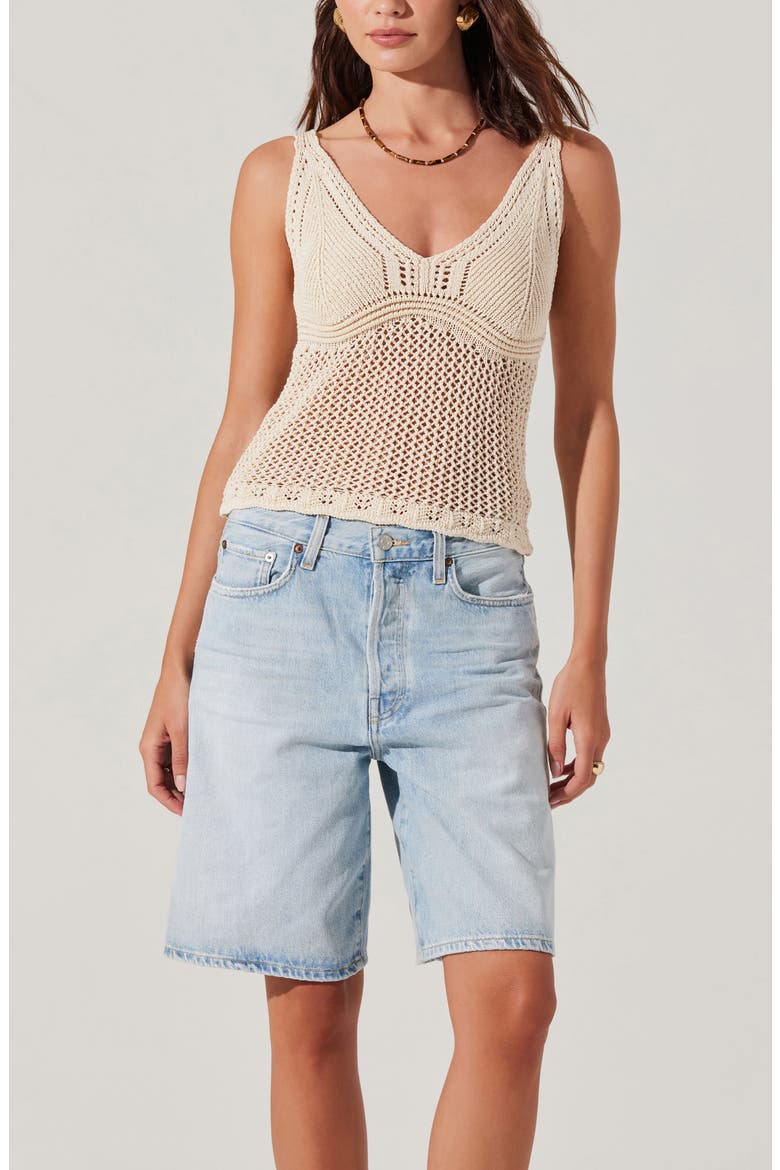 Kalaya Crochet Sweater Tank, Alternate, color, NATURAL