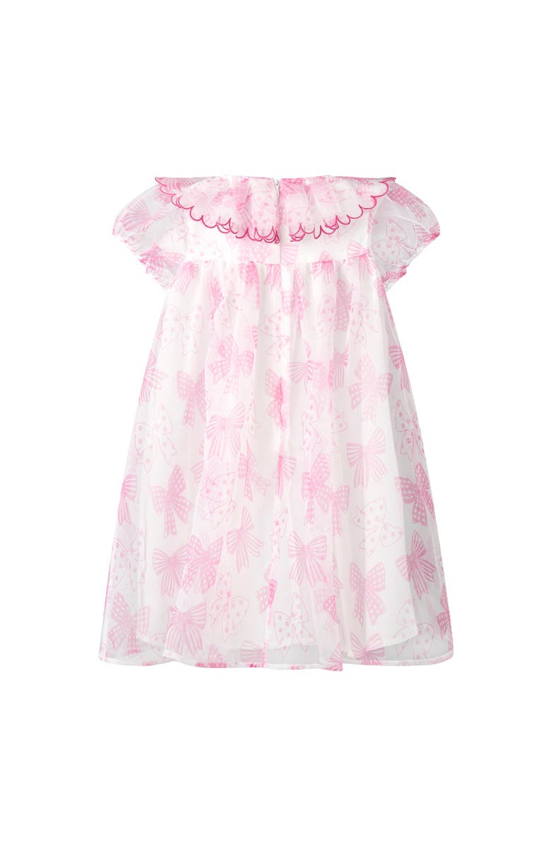 Rachel Riley Bow Organza Dress, Alternate, color, Pink
