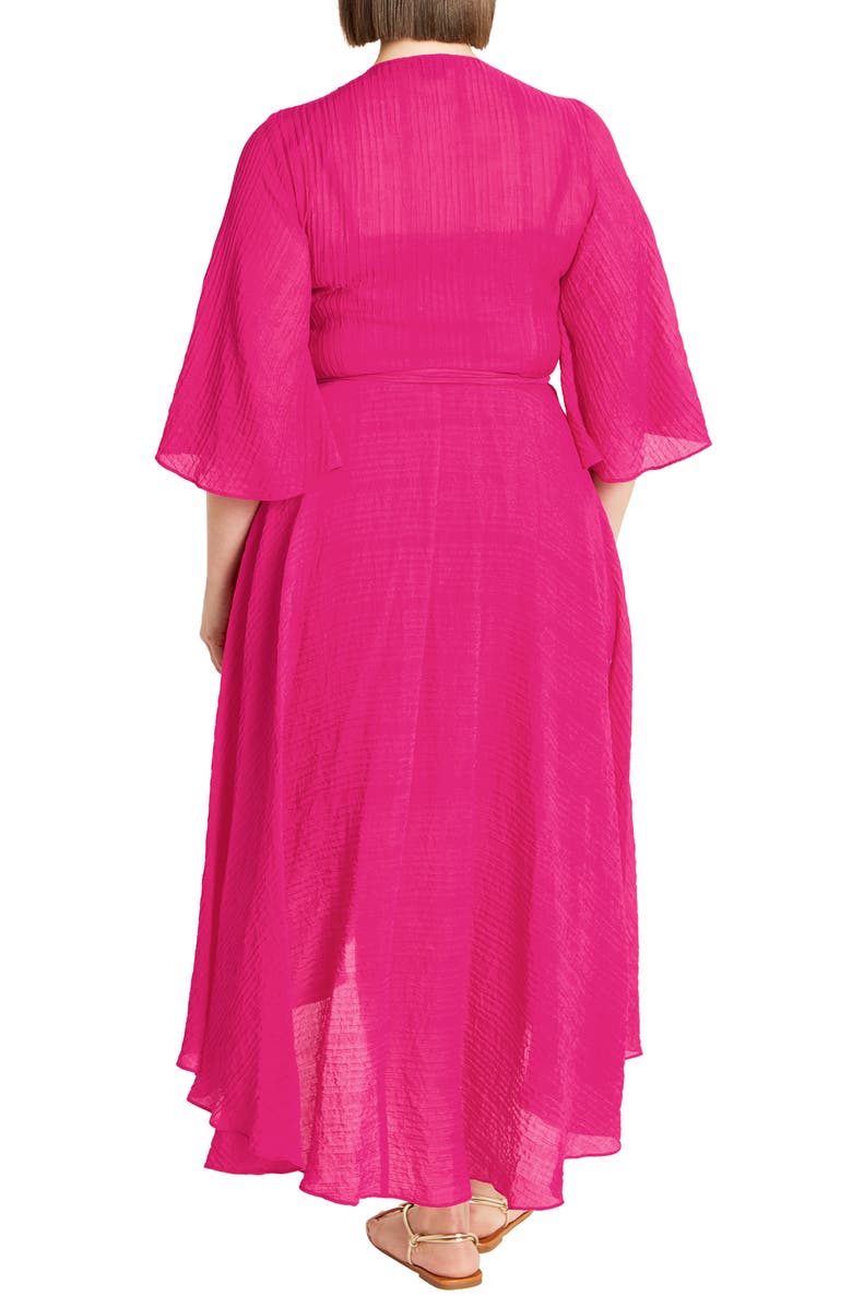 City Chic Fiona High/Low Wrap Maxi Dress, Alternate, color, Bright Pink