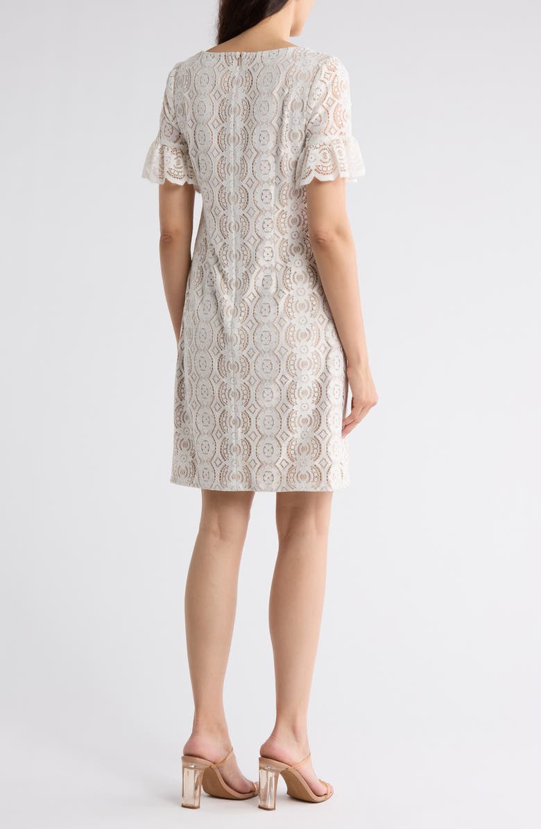Eliza J Lace Ruffle Short Sleeve Shift Dress, Alternate, color,