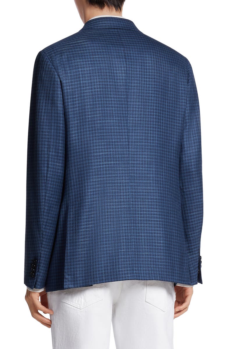 ZEGNA High Blue Check Wool & Silk Sport Coat, Alternate, color,