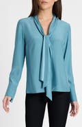 Santorelli Amanda Silk Long Sleeve Tie Neck Blouse