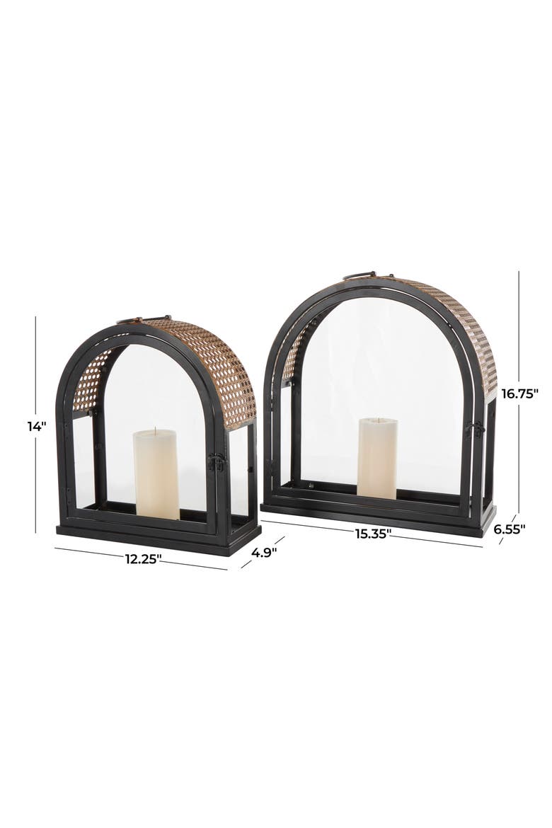 Set of 2 Lantern Candleholders, Alternate, color, BLACK