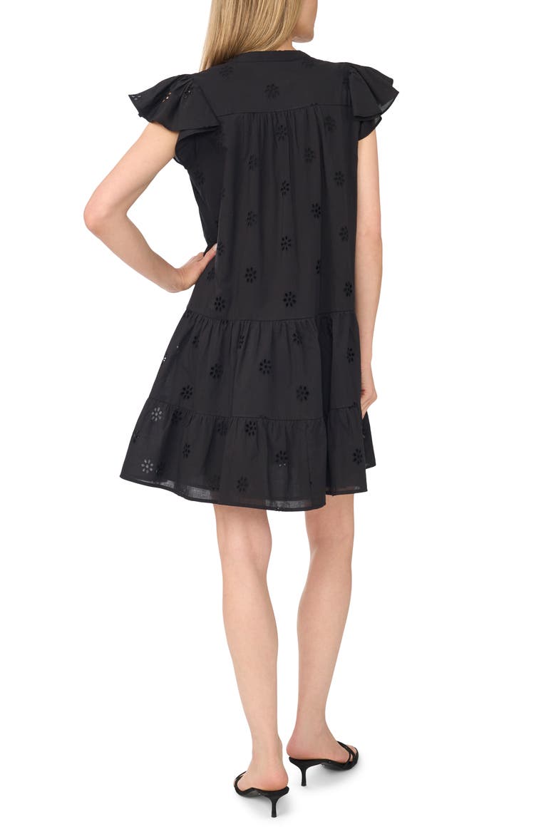 Eyelet Tiered Minidress, Alternate, color, RICH BLACK