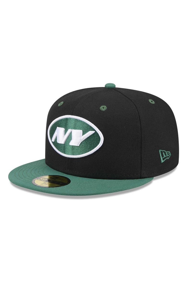 Men's New Era Black/Green New York Jets Flipside 2Tone 59FIFTY Fitted Hat, Main, color, Black