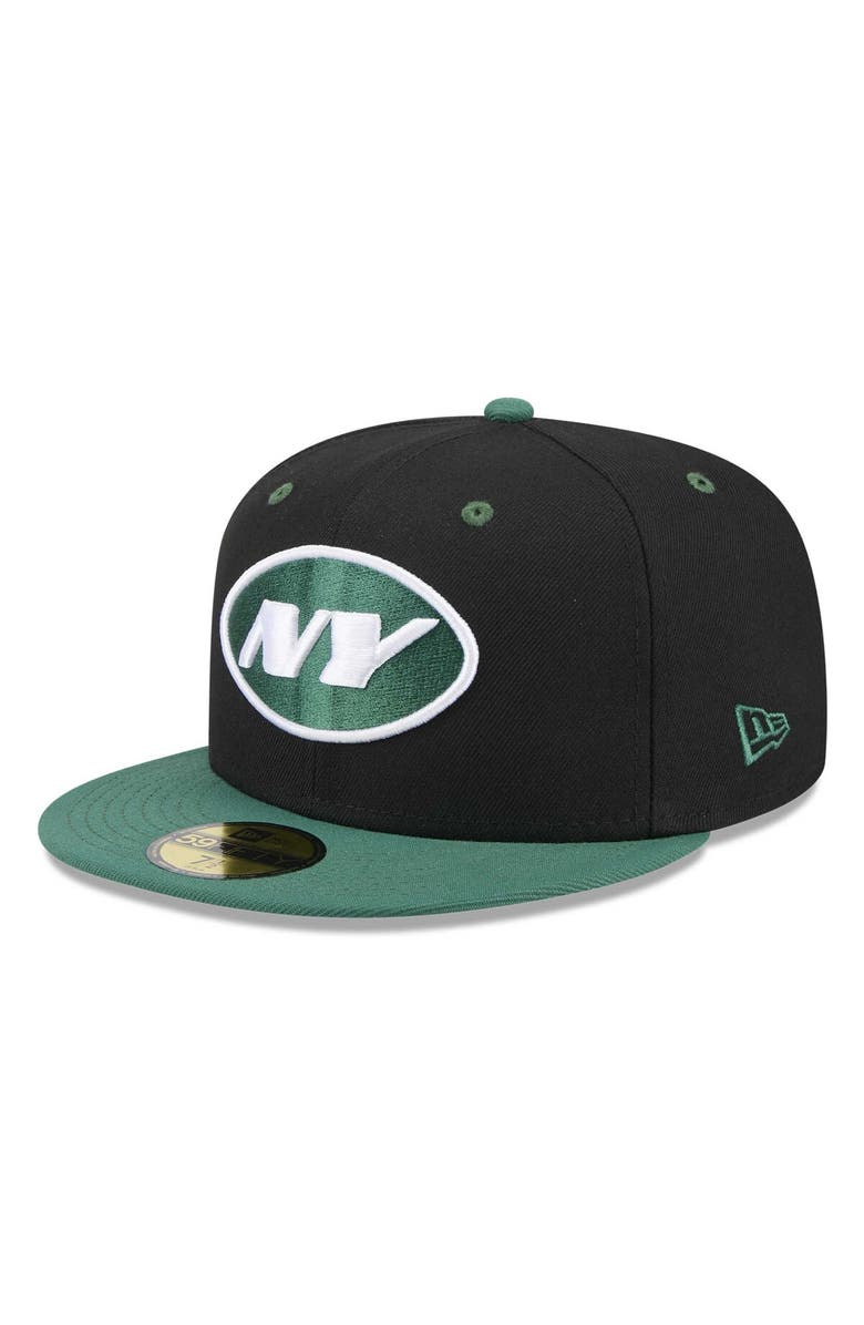 New Era Men's New Era Black/Green New York Jets Flipside 2Tone 59FIFTY Fitted Hat, Main, color, Black