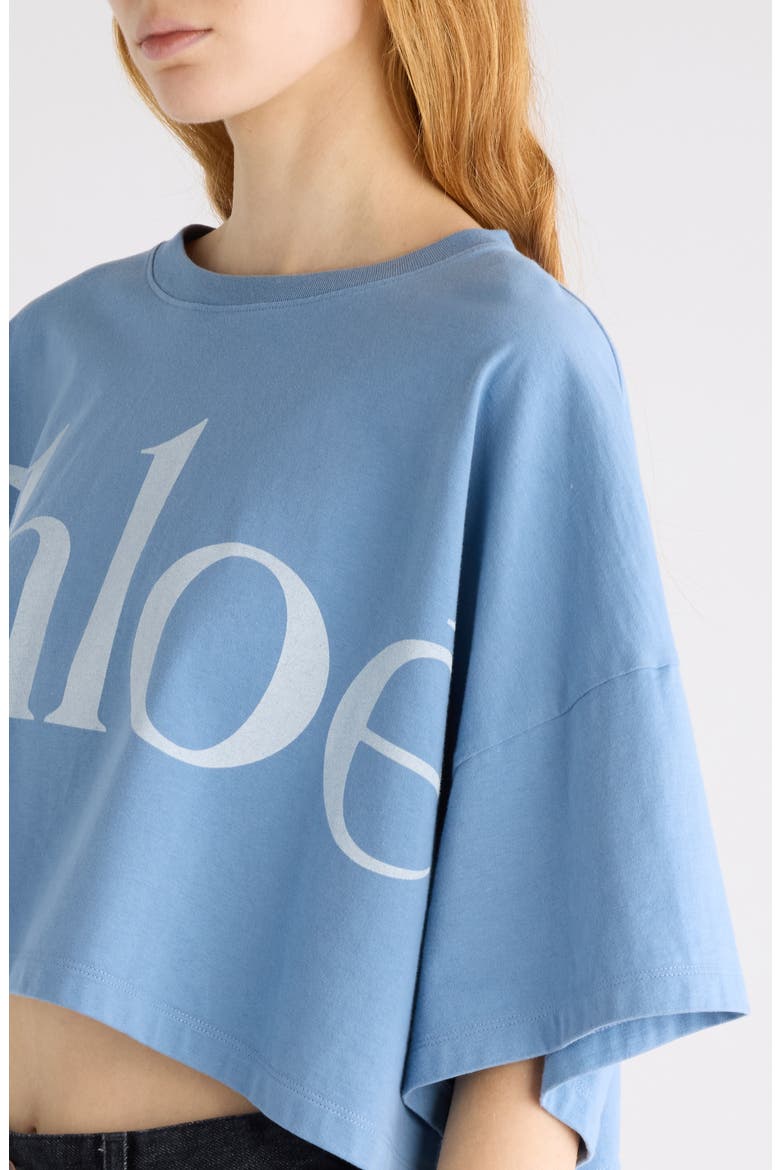 Oversize Signature Logo Crop Graphic T-Shirt, Alternate, color, AIRY BLUE