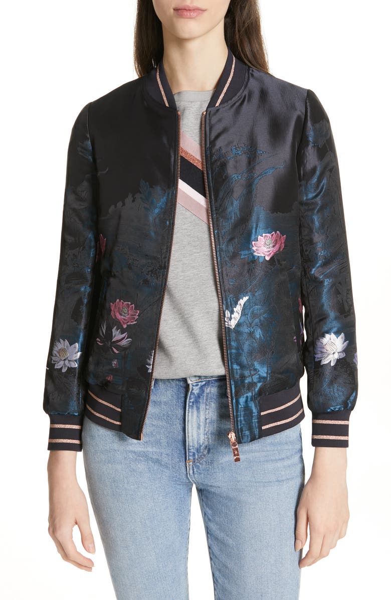 Ted Baker London Hayzl Wonderland Jacquard Bomber Jacket, Main, color,