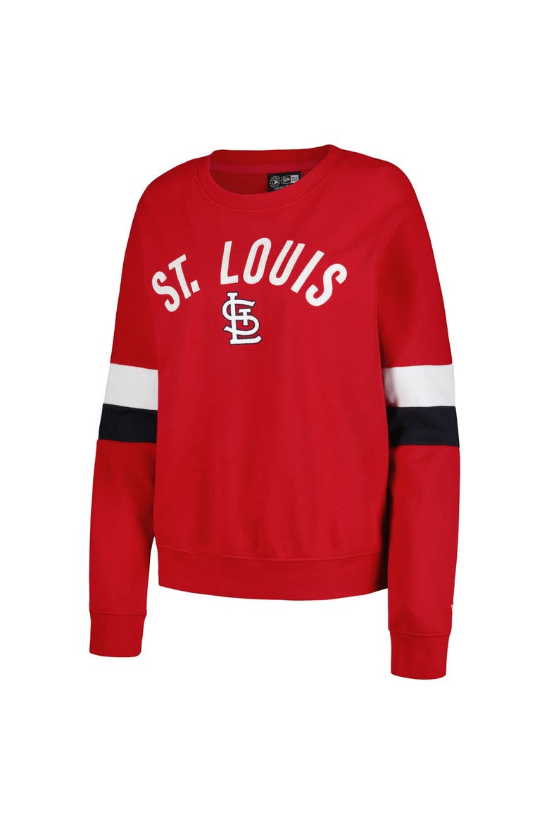 Women's New Era Red St. Louis Cardinals Game Day Crew Pullover Sweatshirt, Alternate, color, Red