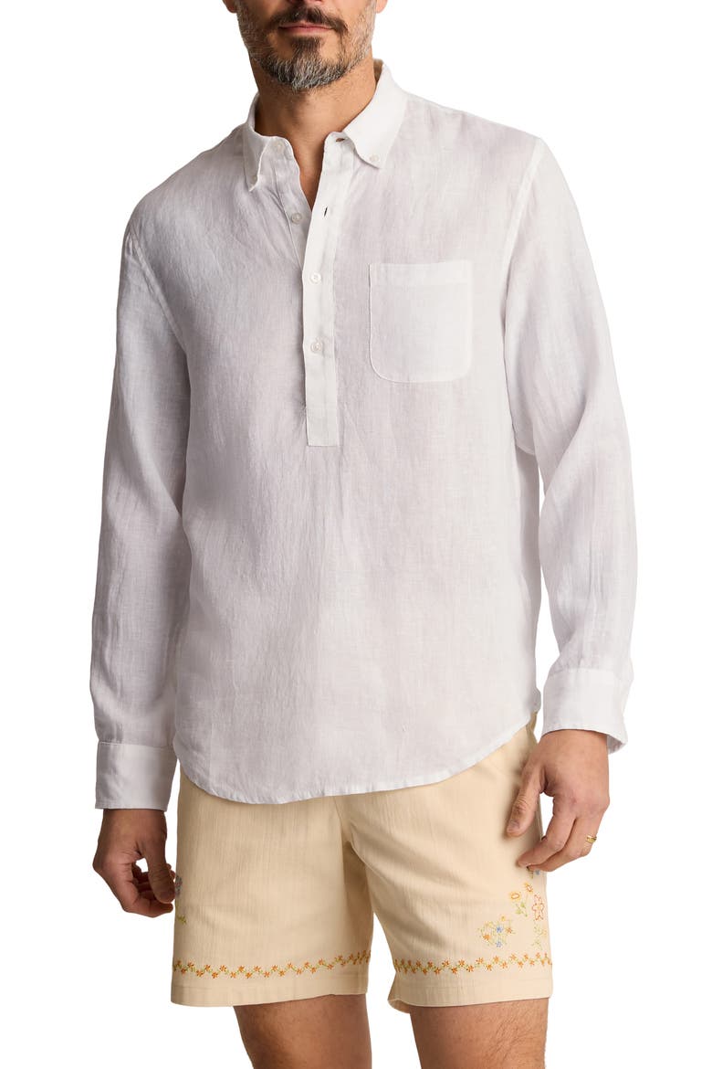 Everyday Linen Popover Shirt, Main, color, WHITE