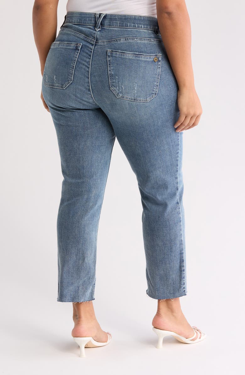 Democracy Slim Straight Raw Hem Jeans, Alternate, color, Mid Blue Artisinal