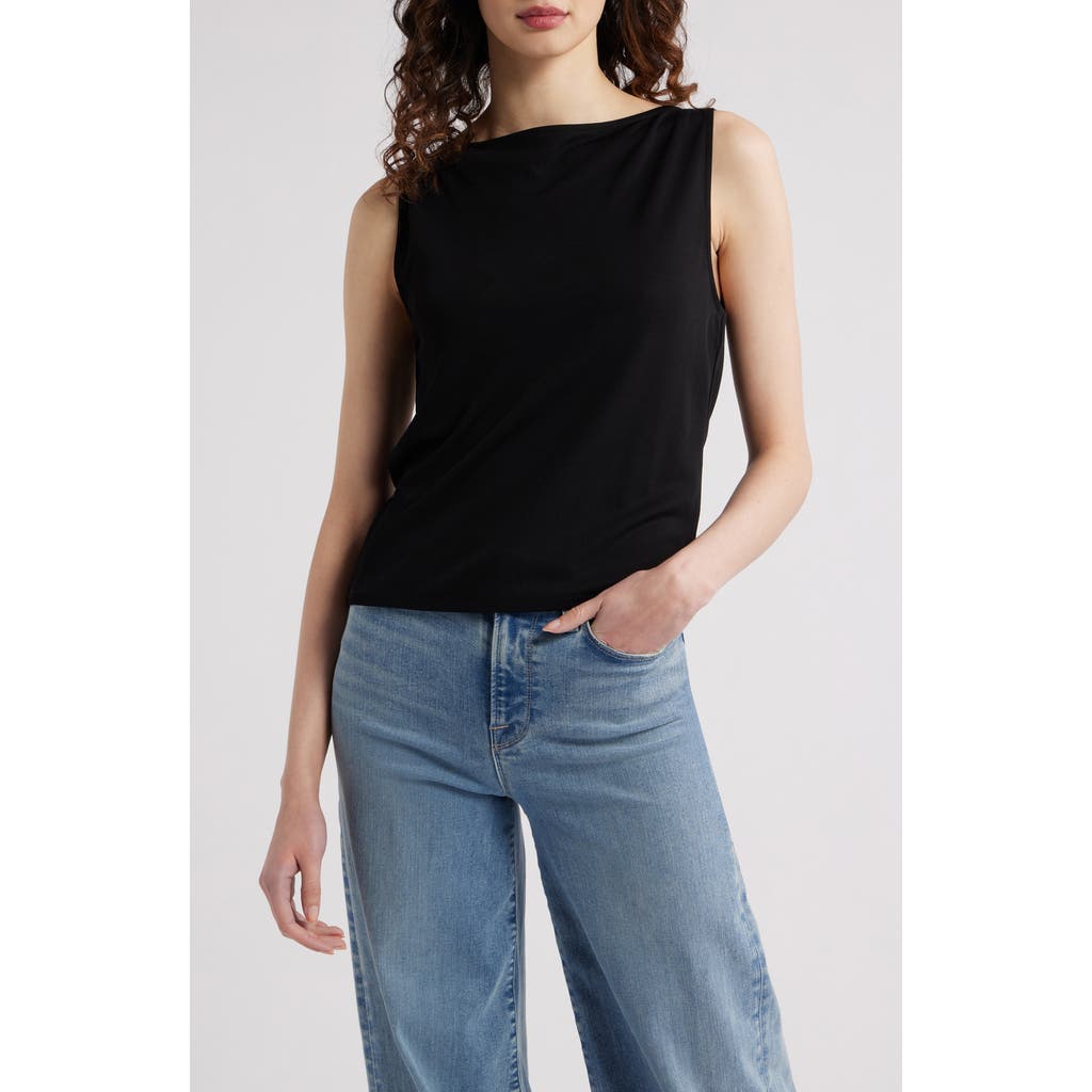 Frame The Drape Crepe-jersey Tank In Black