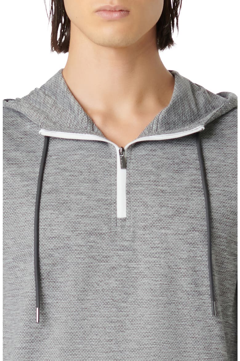 Quarter Zip Performance Hoodie, Alternate, color, HEATHERED BLACK