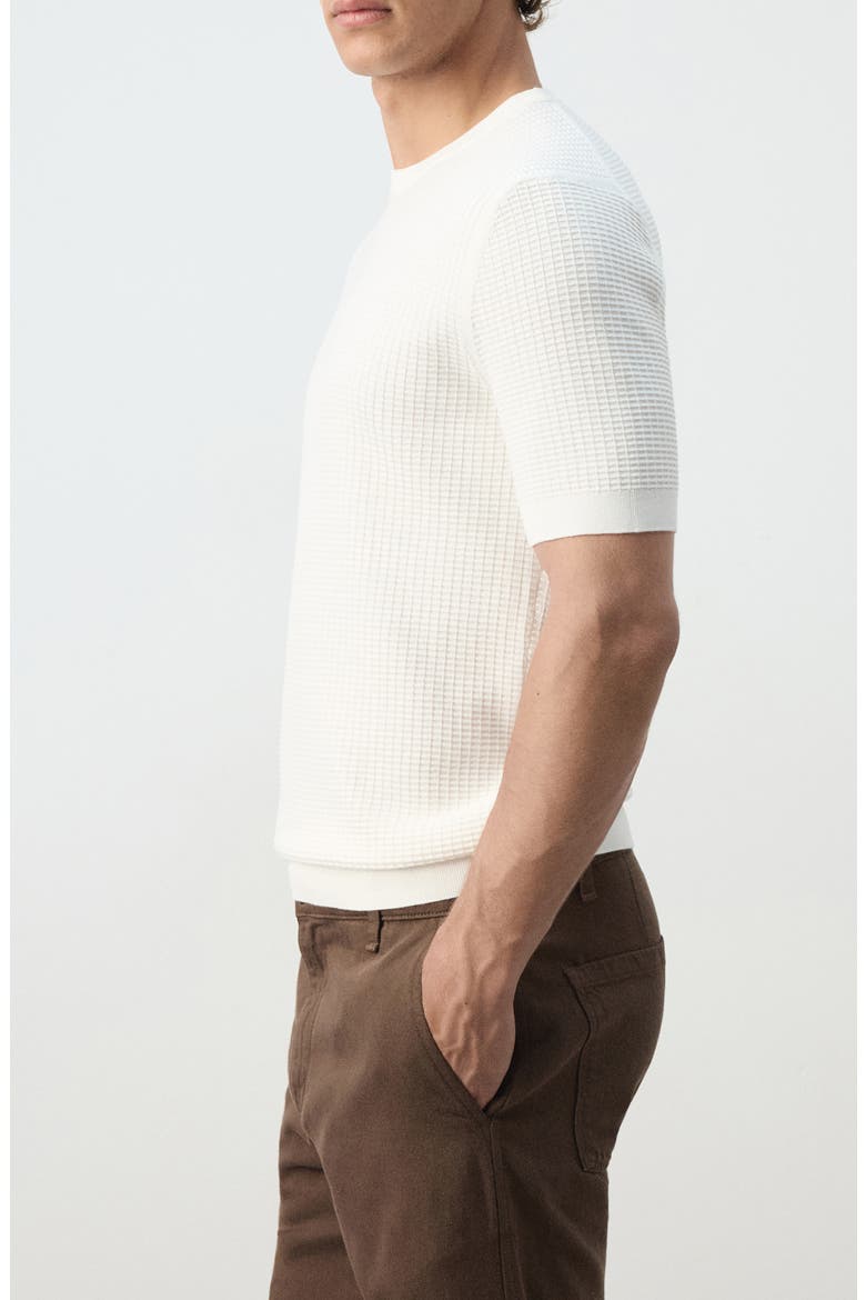 Waffle Knit T-Shirt, Alternate, color, OFF WHITE