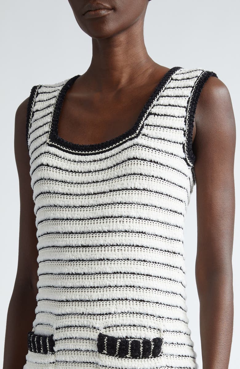 ST. JOHN Eyelash Tweed Sheath Dress, Alternate, color, Ecru/ Black