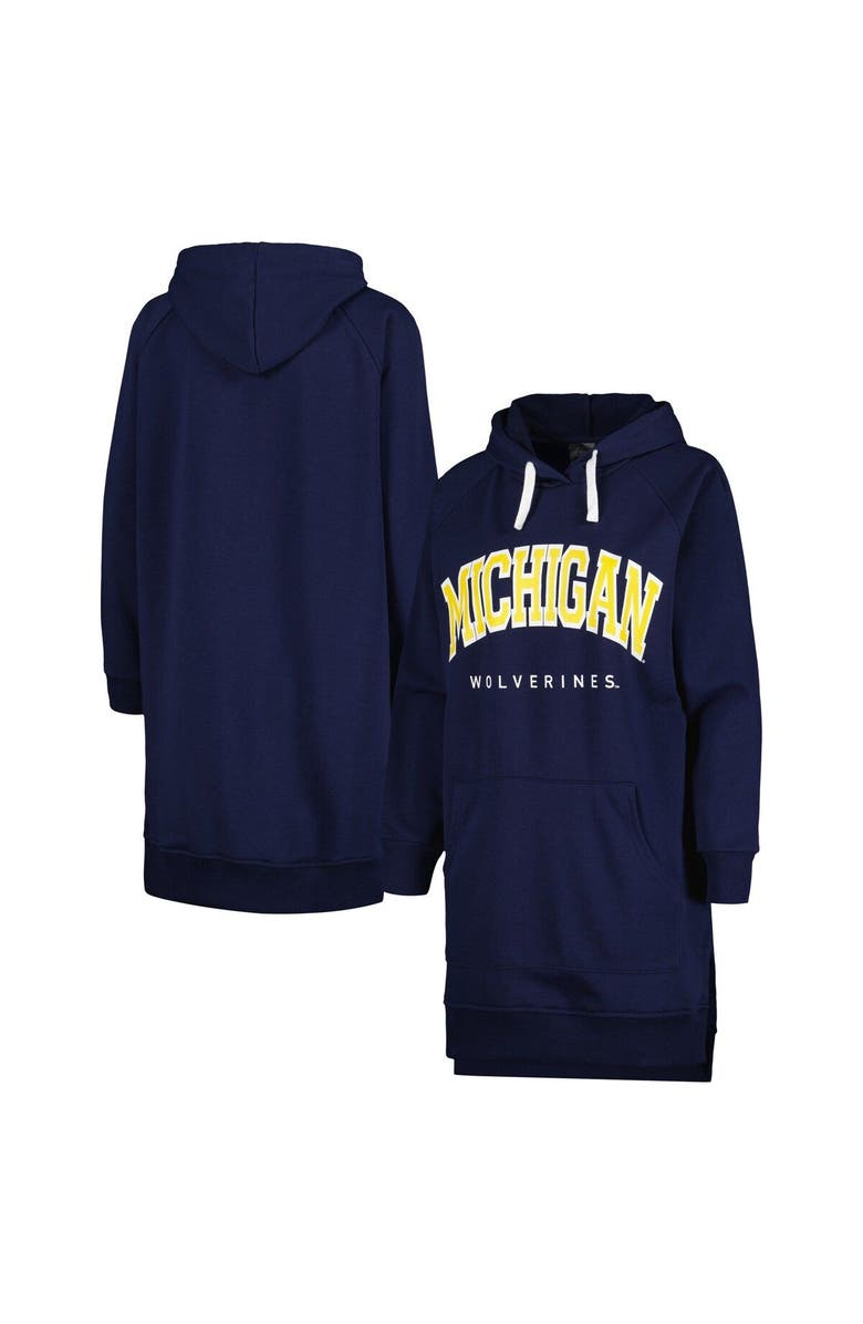 GAMEDAY COUTURE Women's Gameday Couture Navy Michigan Wolverines Take a Knee Raglan Hooded Sweatshirt Dress, Main, color, 