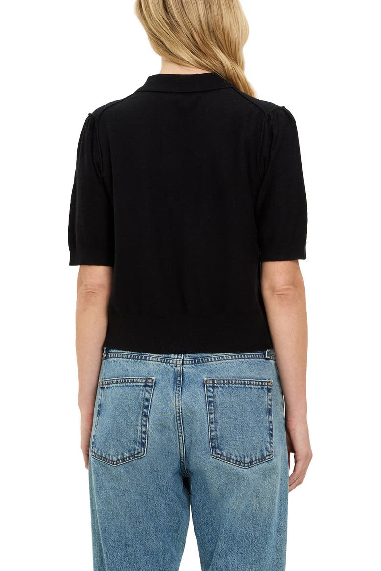 Sparrow Button Front Knit Shirt, Alternate, color, BLACK
