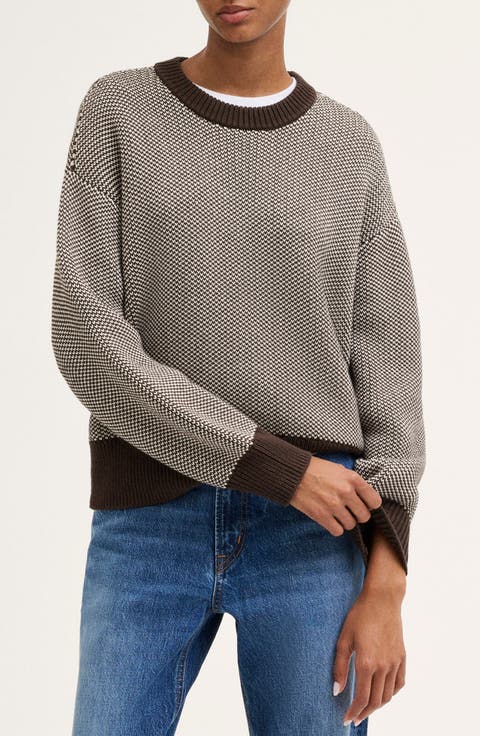 Textured Stitch Crewneck Sweater in 100% Cotton