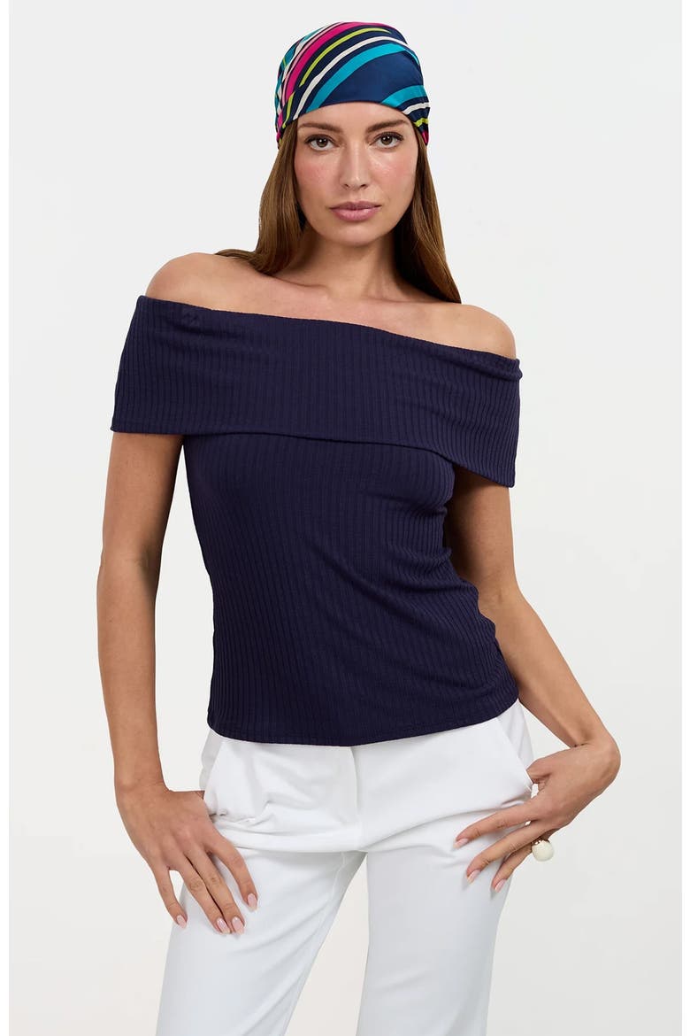 Prizma Off-Shoulder Top, Alternate, color, Indigo