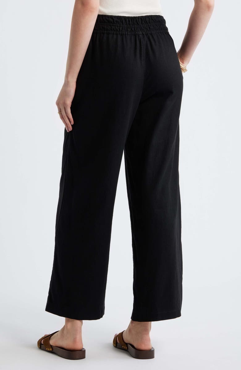 Treasure & Bond Linen Blend Smocked Waist Wide Leg Pants, Alternate, color, Black