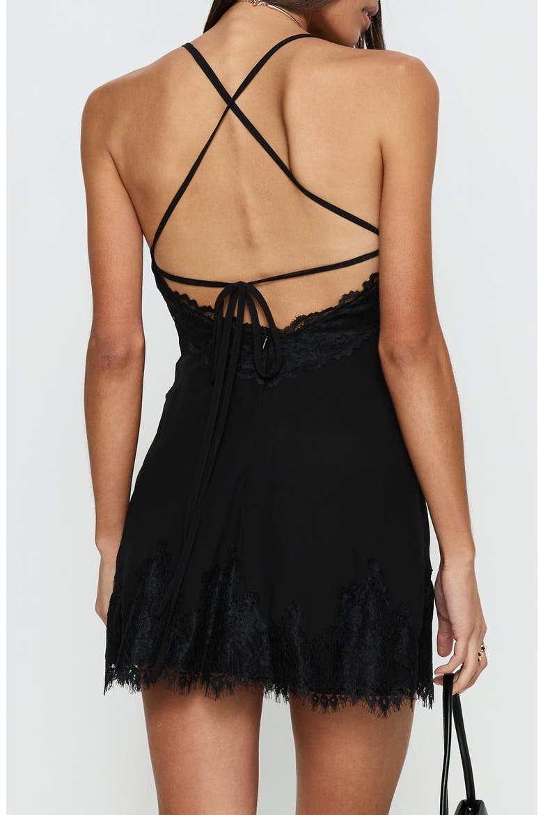 Lace Strappy Minidress, Alternate, color, BLACK