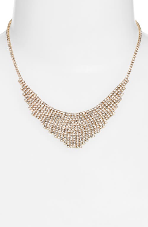 Open Edit Crystal Mesh Frontal Necklace In Clear- Gold
