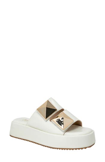 Chase & Chloe Chase And Chloe Pyramid Stud Platform Slide Sandal