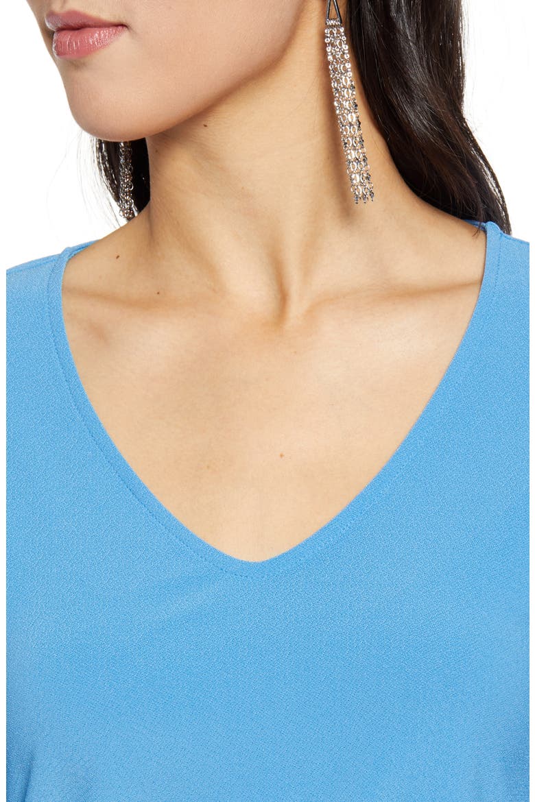V-Neck Puff Sleeve Knit Top, Alternate, color, BLUE CAMP
