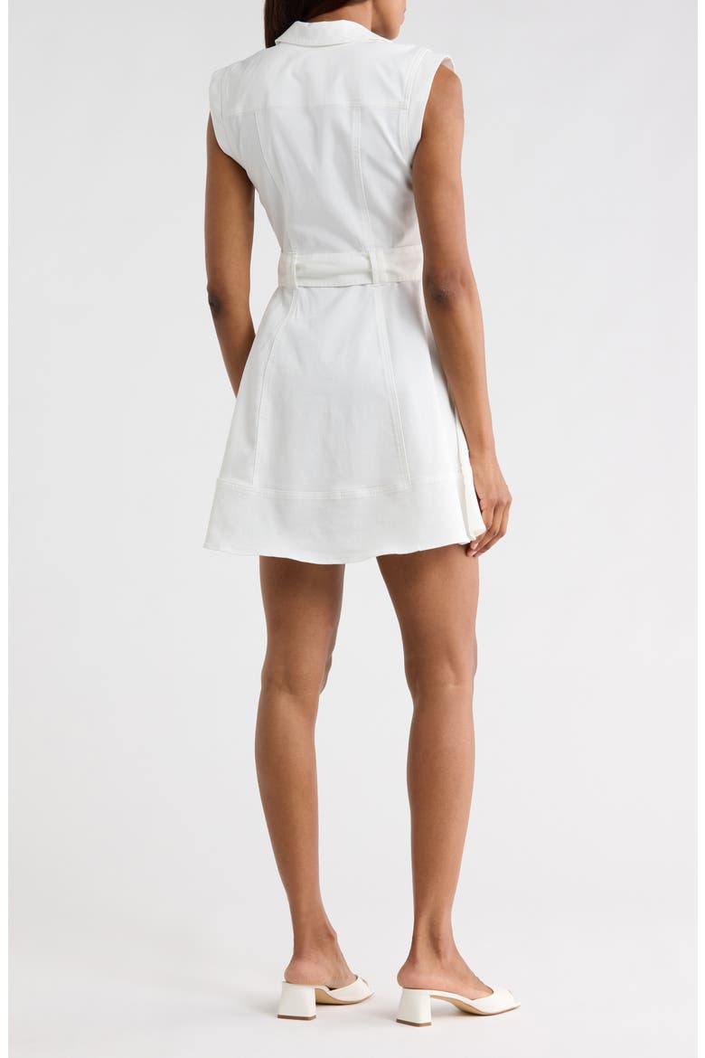 Lya Sleeveless Belted Denim Minidress, Alternate, color, WHITE