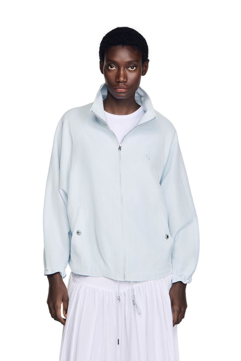 Embroidered collar oversized jacket, Main, color, Sky blue