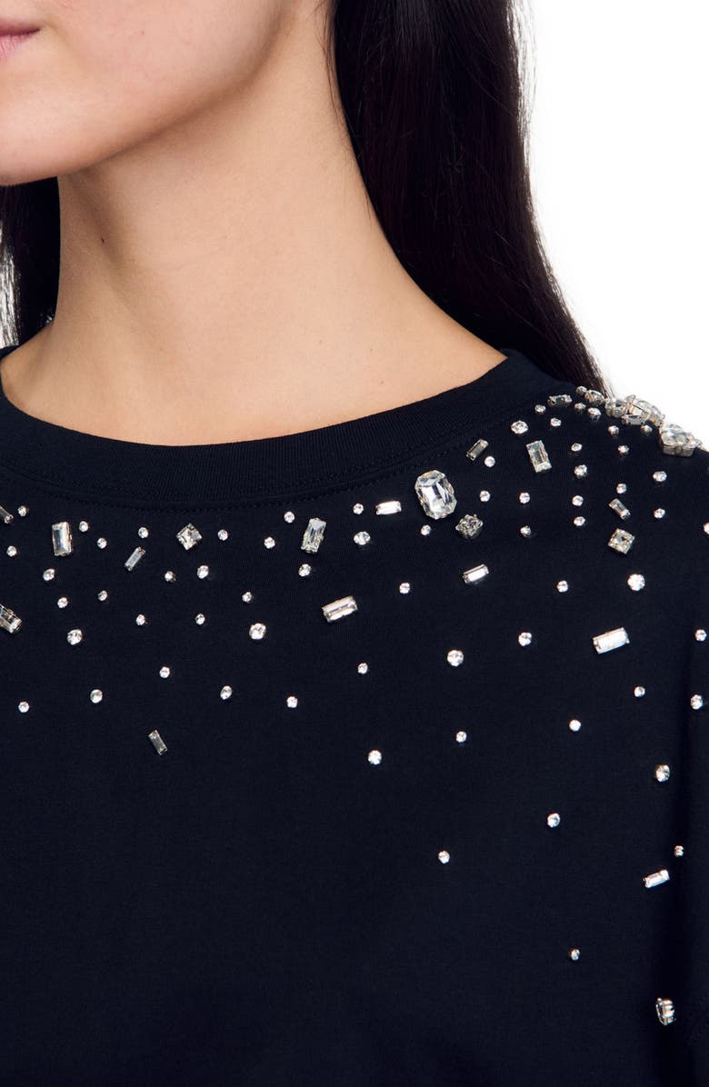 SANDRO Rhinestone tie-front T-shirt, Alternate, color, 