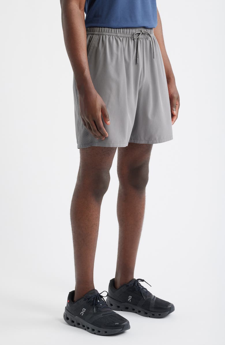 Zella Zelstretch 7-Inch Perforated Shorts, Alternate, color, Grey Pewter