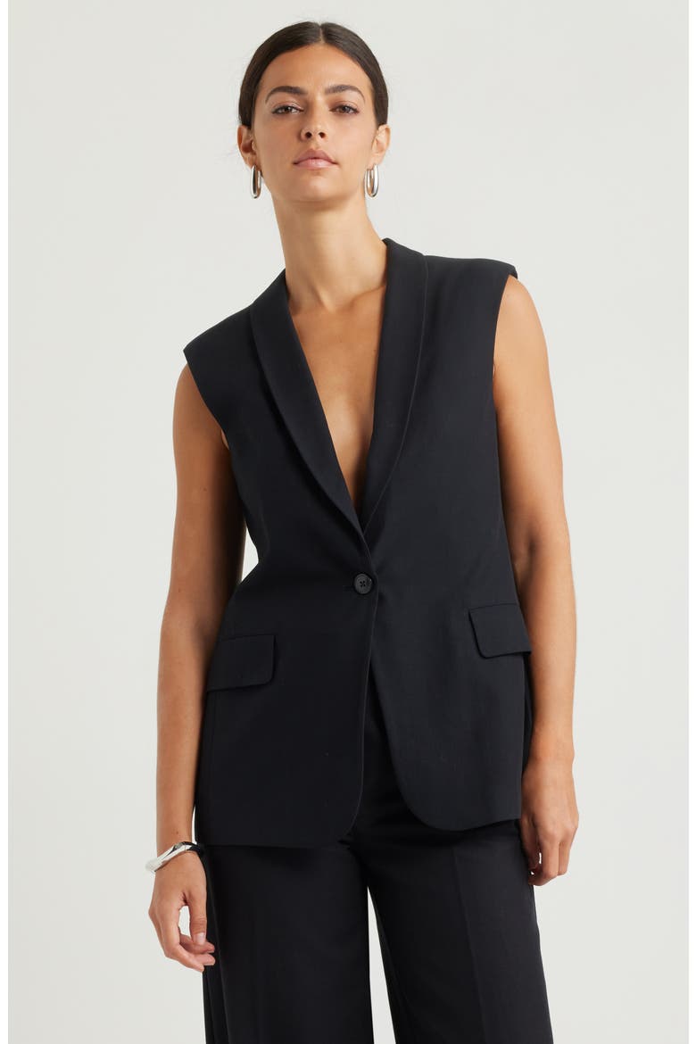 Shawl Lapel Blazer Vest, Main, color, BLACK