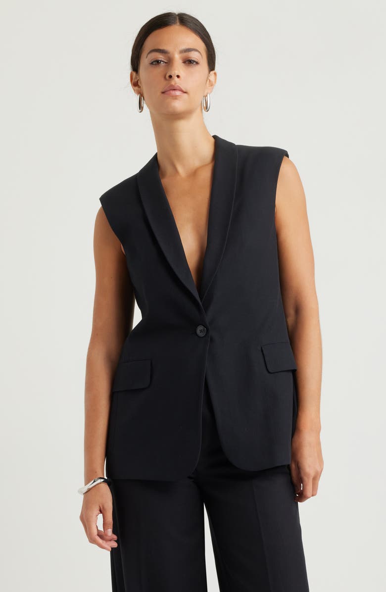 Nordstrom Shawl Lapel Blazer Vest, Main, color, Black