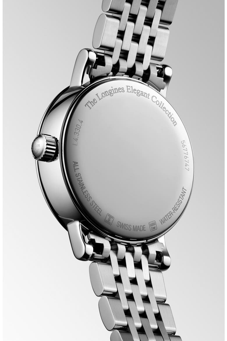 Elegant Collection Moonphase Bracelet Watch, 30mm, Alternate, color, WHITE