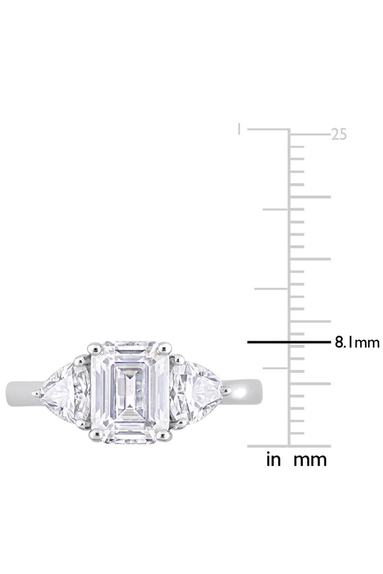 Moissanite Emerald 3-Stone Ring, Alternate, color, Sterling Silver